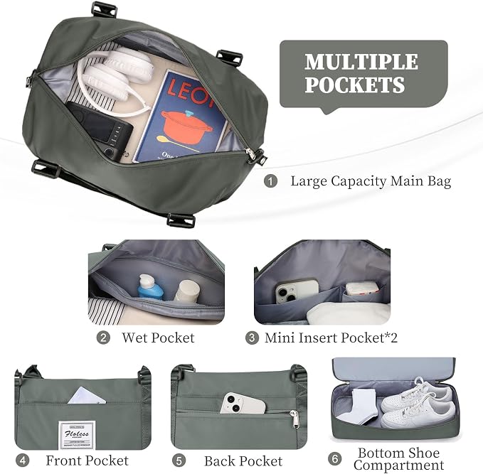 Weekender Bags for Women, Personal Item Travel Bag with Shoes Compartment | Overnight Travel Duffel Bag with Toiletry Bag, Airplane Friendly Carry-On Bag with Wet Pocket & Trolley Sleeve,Medium - Image 4