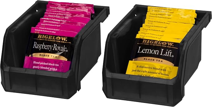 Extra-Small Stackable Plastic Storage Bins, 12-Pack, Black | Open-Front Stackable Bins For Garage, Pantry, Closet & Office, 5"L X 4"W X 3"H, Nests When Empty, Durable Plastic - Image 5
