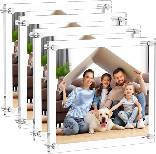 AITEE 8.5x11 Acrylic Picture Frames 4 Pack, Clear Floating Wall Frames | Modern Frameless picture Frames Lucite Transparent Square Cubes Hanging Photo Frame Gift for Home Office Display by AITEE