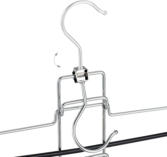 Relaxdays Multi Pants Hanger Set of 3, 15 Trousers, Compact, Non-Slip, Removable Holders, HWD: 52x33.5x2 cm, Silver - Image 6