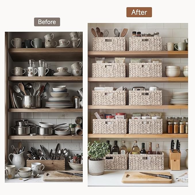 StorageWorks Large Wicker Baskets for Storage, White Wicker Baskets, 1-Pack | Hyacinth Baskets for Decor,Wicker Storage Baskets for Shelves,Decorative Basket,Shelf Baskets for Organizing,16½" x 13" x 7½" - Image 6