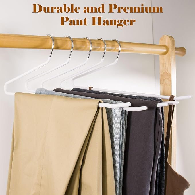 Pants Hangers,50-Pack Clothes Hangers, Non-Slip Open-Ended Pant Hanger,White Metal Hangers Design for Jeans,Slacks,Scarf (White) - Image 4