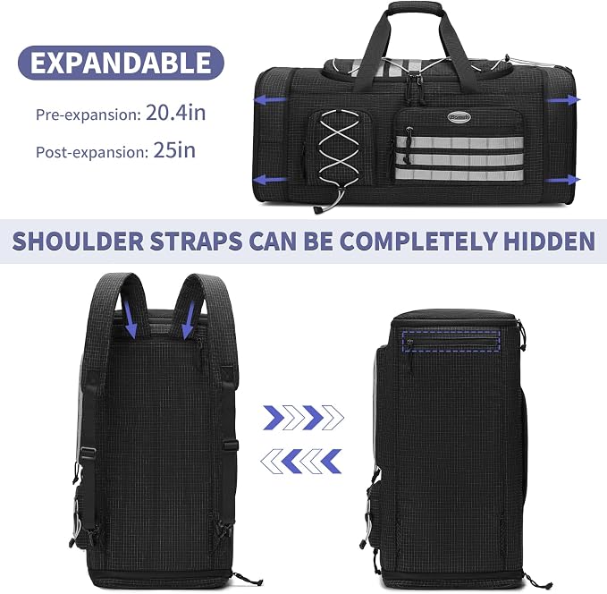 BOSSTIN Gym Bag for Men & Women, 45L-50L Expandable Sports Duffle Bag | Convertible Duffel Backpack, Comes with Toiletry Bag, Shoe Compartment & Wet Pocket, for Workout, Weekender, Overnight Travel - Image 4