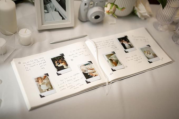 Personalized Guest Book - 11.5" x 8.5" Premium Custom Guest Signing Book with Bookmark and Blank Pages for Wedding Reception Table Decoration Engagement Birthday Party Event, Cream - Image 6