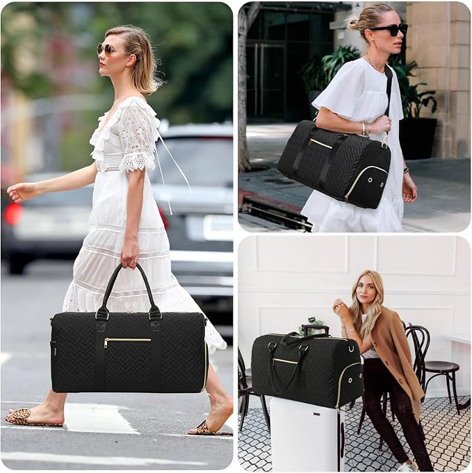 Duffle Bag for Travel, Weekender Bag with Shoe Compartment, Carry On Overnight Bag for Women with Toiletry Bag, Gym Bag with Wet Pocket, Hospital Bags for Labor and Delivery Beige - Image 6