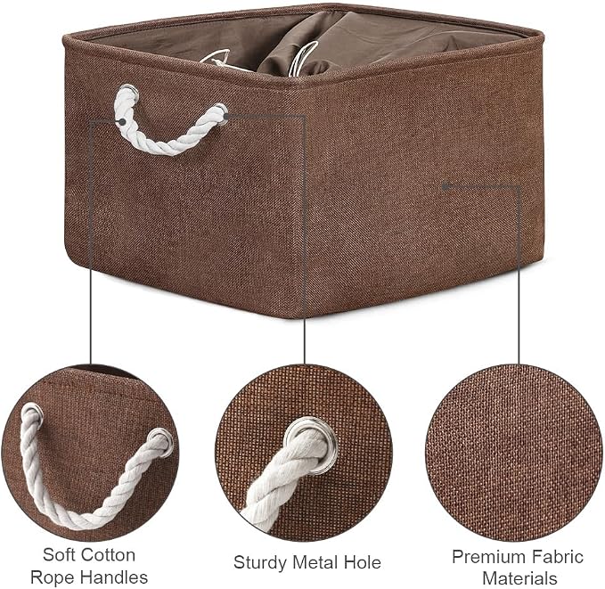 Organization and Storage Basket for Organizing - 17x14x10 inch 3 Pack Fabric Storage Cubes, Collapsible Storage Bins for Shelves Closet Organizer Toy Gift Cloth (Brown) - Image 6