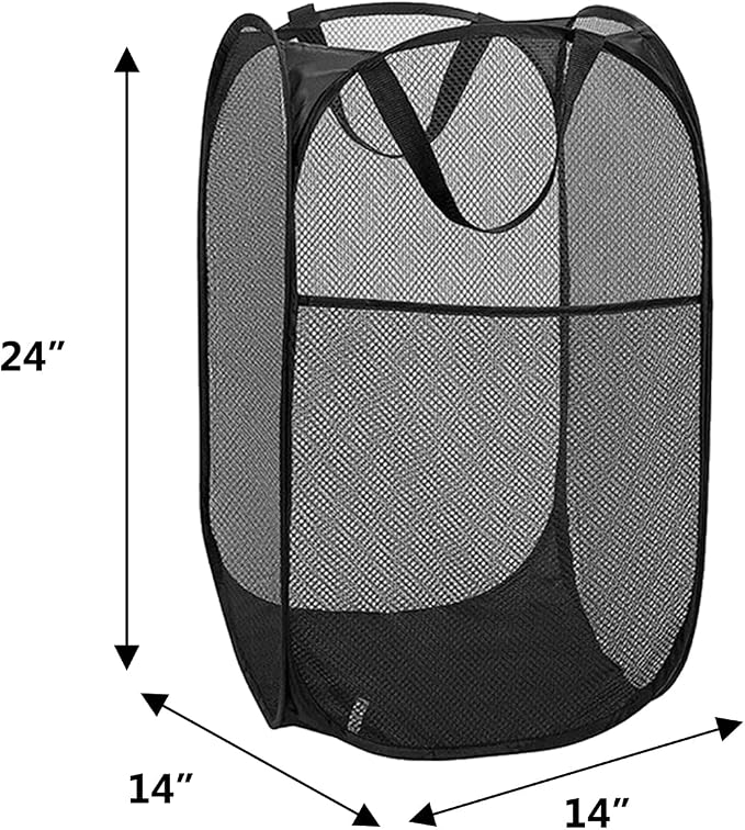 4Pcs Pop Up Laundry Hamper, 3 Black + 1 Pink | Large 70L, Collapsible Mesh Basket, For Home, College Dorm & Apartment, Foldable Lightweight, With Handles & Side Pocket - Image 4