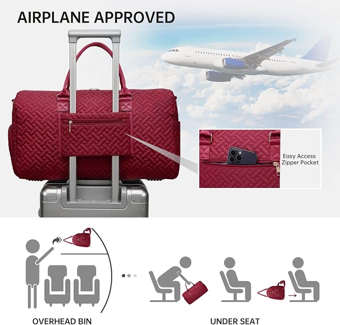 Duffle Bag for Travel, Weekender Bag with Shoe Compartment, Carry On Overnight Bag for Women with Toiletry Bag, Gym Bag with Wet Pocket, Hospital Bags for Labor and Delivery Beige - Image 4
