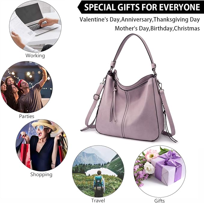 Hobo Crossbody Bag for Women, Designer Shoulder Purse Handbags - Image 2