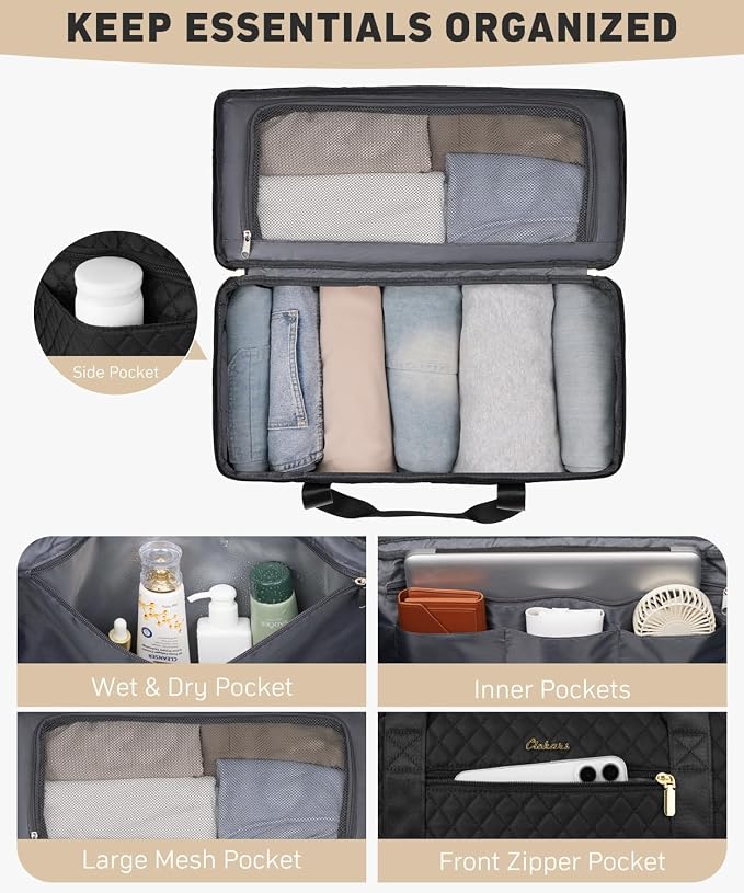 Travel Bags for Women Wide Open Large weekender Duffle Bag with Shoe Compartment Overnight Hospital Bag For Women Labor Delivery Carry on Bag Personal Item Travel Bag with Wet Pocket 3 Pcs Set - Image 2