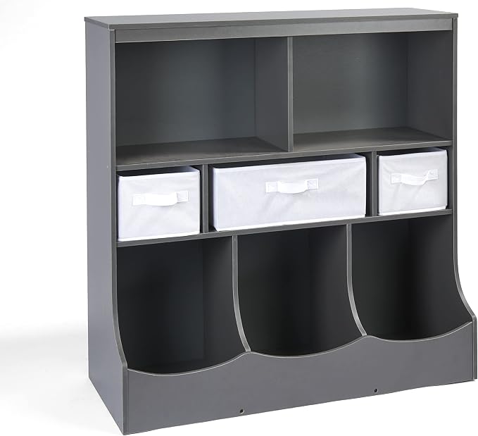 Badger Basket Combo Bin Toy Storage Unit and Book Shelf for Kids with 3 Baskets - Dark Gray - Image 8