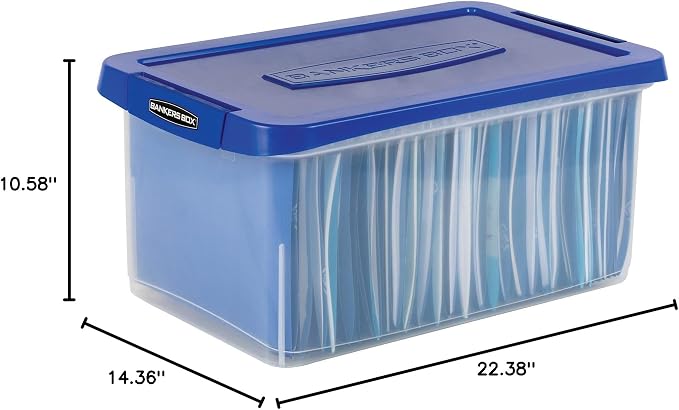 Bankers Box 20-Inch Heavy-Duty Plastic File Box, Letter | Protect letter files in a tough plastic box with hanging rails that keeps documents portable, organized, and secure. - Image 9
