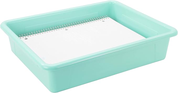 Storex Letter Size Flat Storage Tray – Organizer Bin for Classroom, Office and Home, Teal, 5-Pack (62522A05C), 10 x 13 x 3 Inches - Image 5