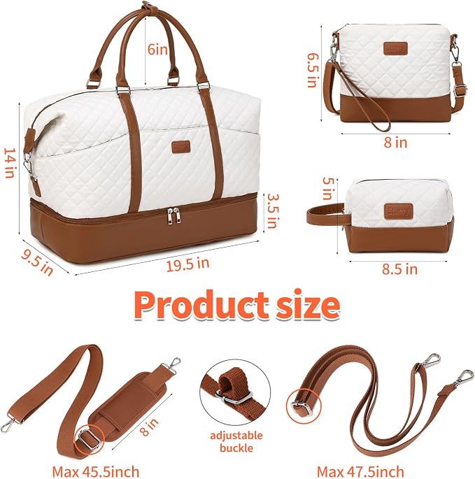 Weekender Bag, Large Travel Duffel Bag for Women, Carry on Overnight Bag with Shoe Compartment and Toiletry Bags - Image 2