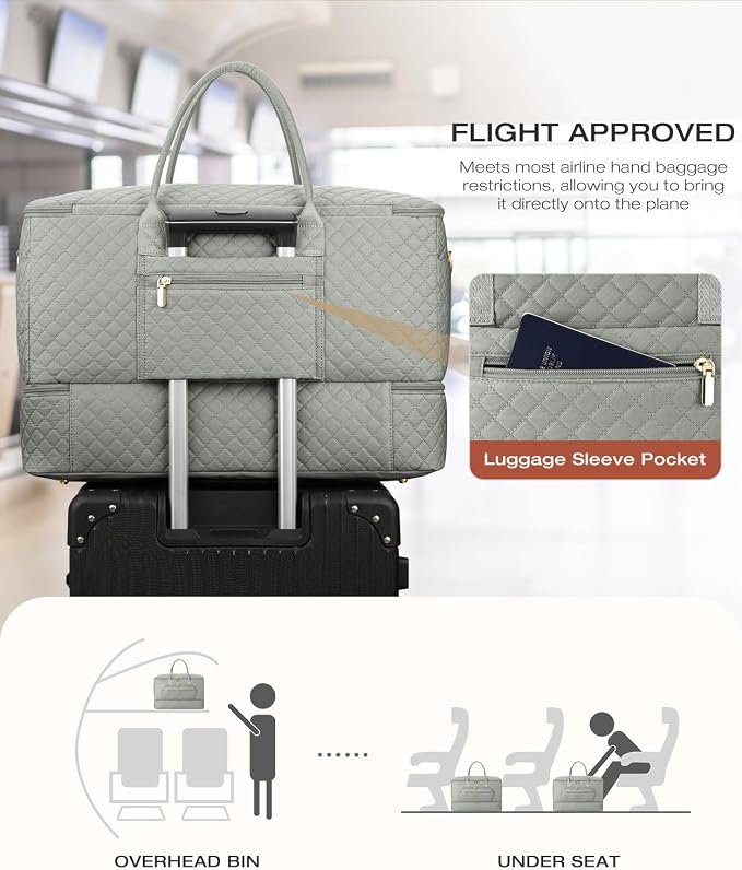 Travel Duffle Bag, Wide Open Large Weekender Bag for Women with Shoe Compartment, Carry on Overnight Bags with Toiletry Bag, Hospital Bag for Women Labor Delivery with Wet Pocket (Dark Green) - Image 5