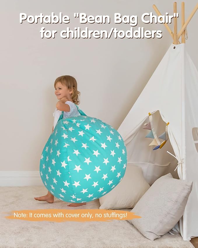 Aubliss Stuffed Animal Bean Bag Storage Chair (Aqua Star, Medium (32'')) - Image 5