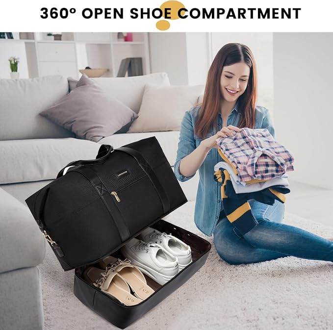 LOVEVOOK Weekender Bag for Women, Large Duffle Bag for Travel with 2 Packing Cubes, Carry on Overnight Bag with Shoe Compartment, Mom Hospital Bags for Labor and Delivery - Image 5