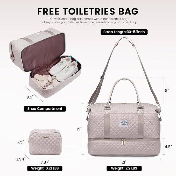 LOVEVOOK Travel Duffle Bag,Weekender Bags for Women with Shoe Compartment，Carry on Overnight Bag with Toiletry Bag,Gym Duffel Bag with Wet Pocket, Hospital Bags for Labor and Delivery - Image 2