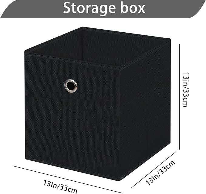 13x13x13 storage cube bins,collapsible fabric storage cubes Decorative storage basket,13 inch Record cube storage box for shelves,clothing,shelf,drawer,bathroom organizer,Set of 3 (Black) - Image 2