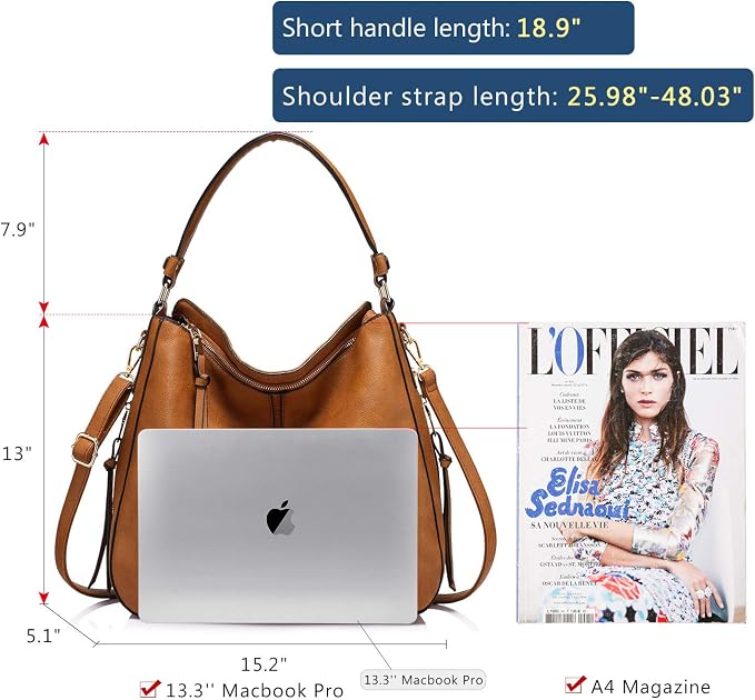 Hobo Crossbody Bag for Women, Designer Shoulder Purse Handbags - Image 7