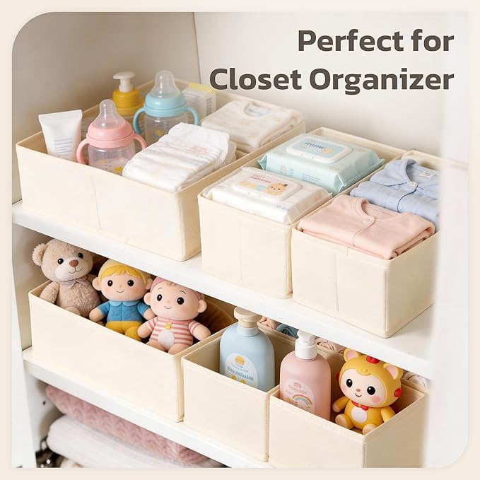 Drawer Organizer, 16 Pack Baby Dresser Organizer for Nursery, Foldable Closet Organizers and Storage Dresser Dividers for Clothes, Socks, Scarves, Ties (Beige) - Image 6
