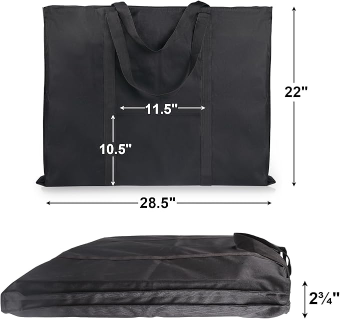 JJRING Dacron Art Portfolio Tote Bag 22'' x 28.5'' For 20'' x 26'' Black | Light Weight Carrying Storage Case Suitable Poster, Sketching, And Drawing - Image 2