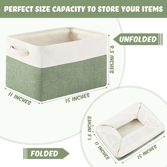 6 Pack Cube Storage Bins Fabric Cube Basket Handle, Dark Morandi, 15x11x9.5 | Color Block Foldable Organizer with Handles, Home Closet Bin for Shelves, Durable Cube Baskets Bulk for Home Storage - Image 2