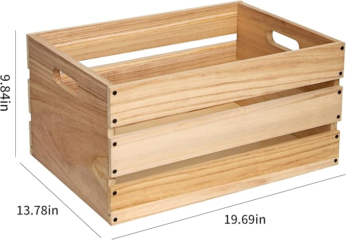 20"L Oversize Wooden Crates For Storage,Vinyl Record Storage Crates | Farmhouse Style,Log Color,Extra Large Size,For DIY,Rustic Decration,For Display,For Wood Milk Crates, - Image 2
