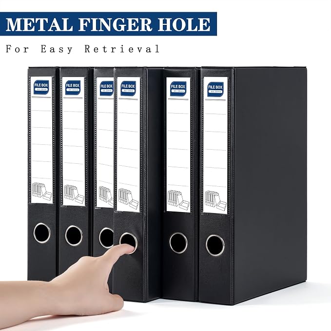 Storage File Boxes, 6 Pack Foldable File Boxes, 50mm Spine, Black | Archives Cases with Magnetic Closure & Clip, Plastic Document File Folder Paper Storage Organizer - Image 5
