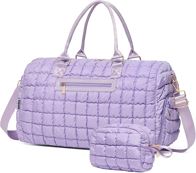 Duffle Bag for Travel, Weekender Bag with Shoe Compartment, Carry On Overnight Bag for Women with Toiletry Bag, Gym Bag with Wet Pocket, Hospital Bags for Labor and Delivery Beige by BAVERGE
