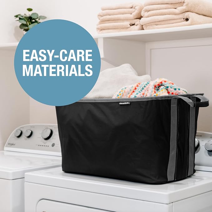 Collapsible Laundry Basket - Midnight Black/Shadow Gray (2PK) | Clear Floor Space Between Laundry Days | Each Basket Holds 55 lb, Stays Upright While Loading, and Folds to 1.25 Inches - Image 6