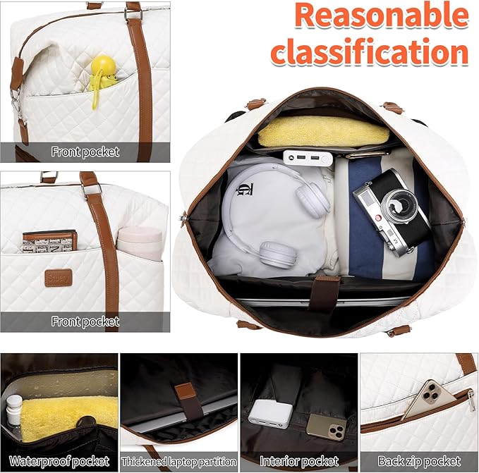 Weekender Bag, Large Travel Duffel Bag for Women, Carry on Overnight Bag with Shoe Compartment and Toiletry Bags - Image 3