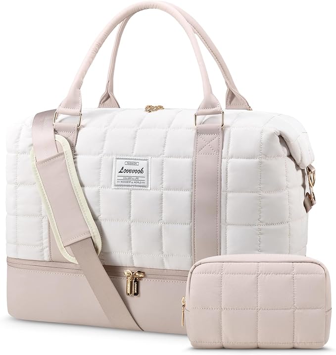 LOVEVOOK Weekender Bags for Women with Shoe Compartment, Carry On Overnight Bag with Toiletry Bag, Personal item travel bag with Wet Pocket, 2Pcs Set by LOVEVOOK