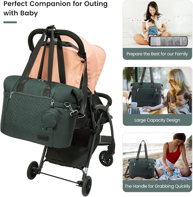 LOVEVOOK Diaper Bag Tote, Baby Diaper Bag Waterproof Travel Diaper Tote with Changing Pad - Image 6