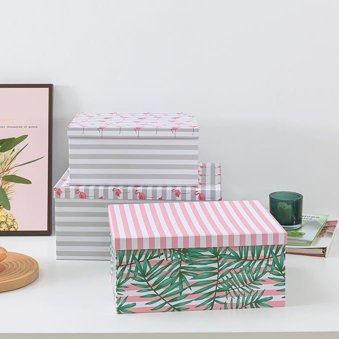 Soul & Lane - Tropical Decorative Storage Boxes with Lids, Set of 3 | Large Nesting Cardboard Keepsake Boxes for Memories, Photos and Gifts, Hawaiian Floral Containers for Home Decor - Image 3