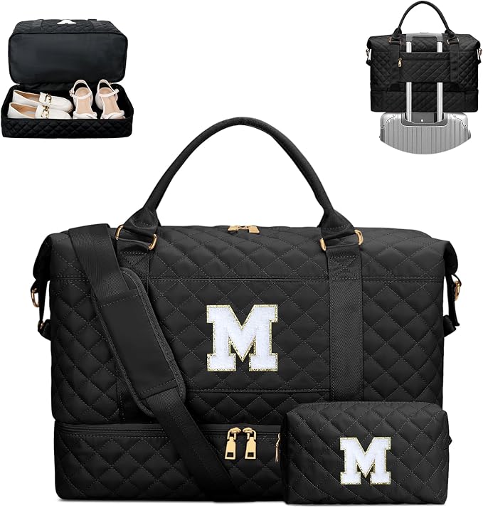 Birthday Gifts for Niece Daughter Travel Duffle Bags(Black,M) | Women Gifts-Travel Weekend Bags-Overnight Bags for Women with Shoe Compartment by Unknown