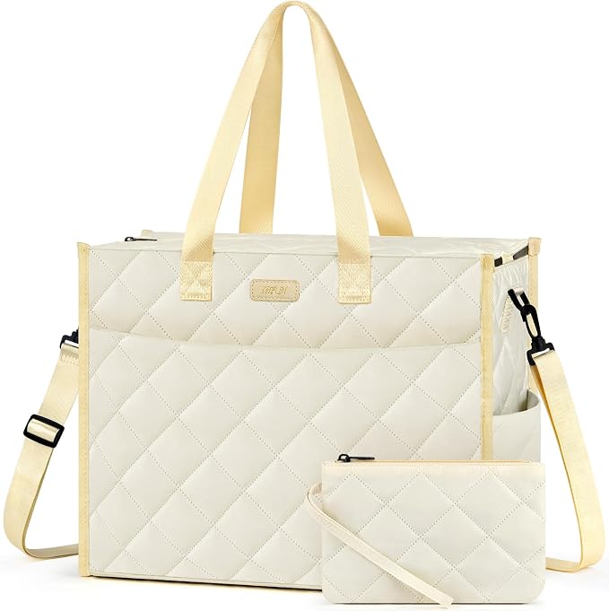 IBFUN Utility Tote Bag with 24 Pockets, Large Teacher Travel Tote for Women | Large Work Tote Bag 2pcs with Zipper for Travel Daily School Teacher Nurse, Large Lightweight Laptop Shoulder Bag Handbag by IBFUN