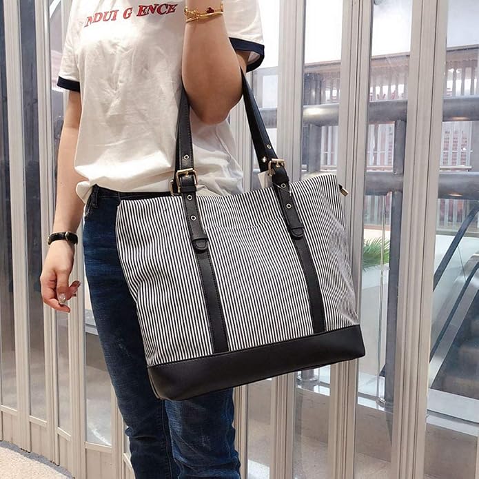 Women's Canvas Shoulder Work Tote Purses Large Top Handle Everyday Bag Diaper Handbag - Image 5