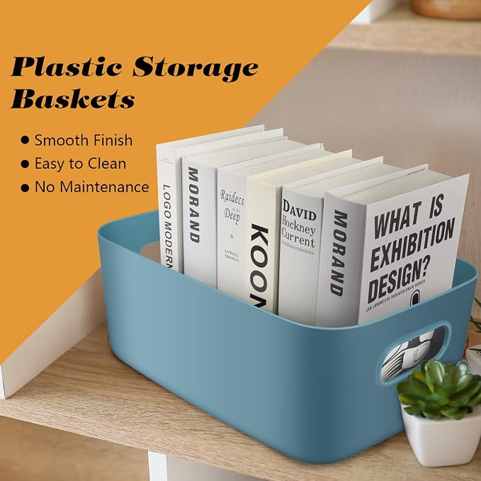 OWill 7-Pack 7.2 L Plastic Storage B-ins and Baskets for Efficient Home Classroom Organization - Small Containers in Multiple Colors for Kitchen, Cupboard Box, Bathroom Organizer on Shelves and Tubs - Image 5