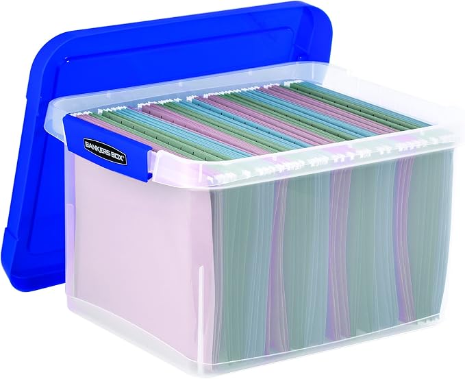 Bankers Box Heavy-Duty Plastic File Box, Letter/Legal | Protect letter/legal files in a heavy-duty plastic box with hanging rails built for durable, grab-and-go storage. - Image 6