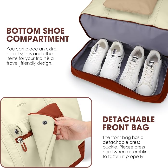 Women's Weekender bag Travel Duffel Bag with Shoe Compartment 21-inch Airline-Approved Carry-On, 2-Piece Overnight Bag Set Personal Item Luggage - Image 5