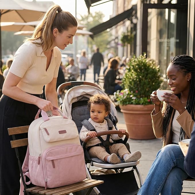 mommore Diaper Bag Backpack Travel Baby Bag with Changing Pad for Mom Dad | Large Capacity, Insulated Pockets, Luggage & Stroller Straps, Maternity Bag for Newborn Baby Essentials, Hospital & Work - Image 8