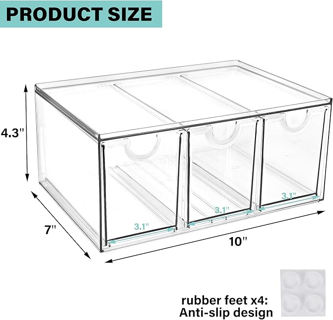 Prsildan Acrylic Makeup Organizer Stackable Storage Drawers with 3 Drawers for Office Desk Vanity Craft Room Clear Drawer Organizers for Hair Accessories Art Supplies Cosmetics Modular System - Image 3