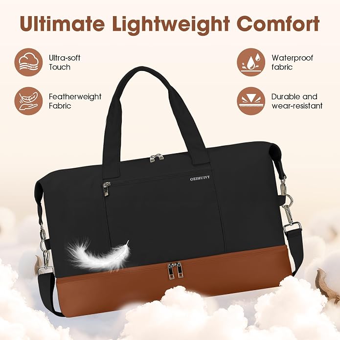 Women's Weekender bag Travel Duffel Bag with Shoe Compartment 21-inch Airline-Approved Carry-On, 2-Piece Overnight Bag Set Personal Item Luggage - Image 2