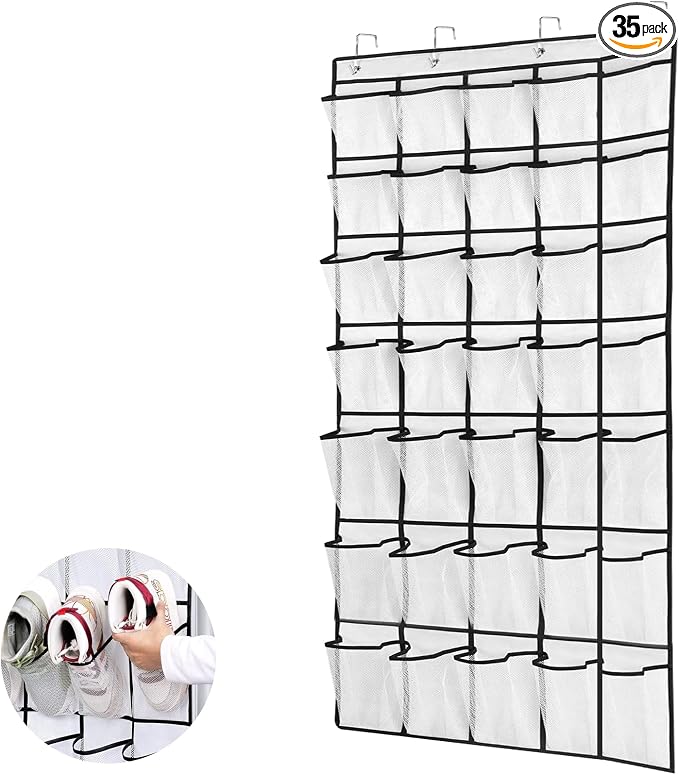 GAOHAN 35 Large Pockets Over Door Shoe Storage Organiser Wardrobe Shoe Rack Mesh Hanging Storage Shoe Hanger Holder, White by GAOHAN