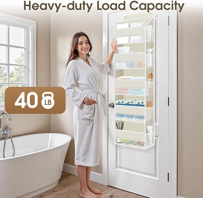 1Pack Over The Door Organizer Large Capacity Hanging Storage Room Organizer | 40 lb Capacity, Ultra-Sturdy, Foldable, Mesh Design with Clear Window, Space-Saving Organizer for Pantry, Nursery & Closet - Image 5