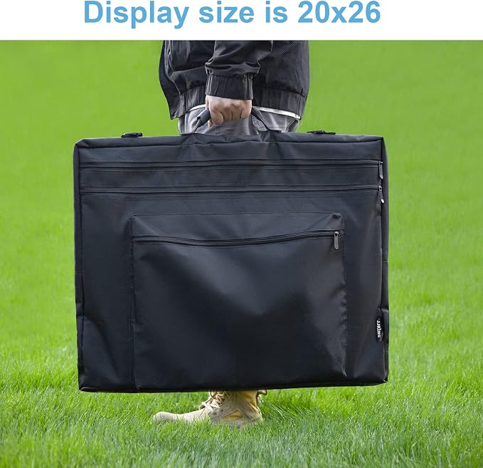 JJRING 20x26 Art Portfolio Tote Bag With Shoulder Strap, Black | Large Carrying Storage Case With Handle For Artwork, Posters, Canvas, And Drawing Boards - Image 8