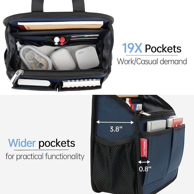Mini Premium Rugged Backpack Purse Organizer Insert for Women Fashion Small Backpack-19 Pockets,Padded Water-repellent Nylon-Gray - Image 4