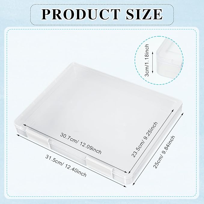 6 Pcs Clear Paper Storage Box,12.4 x 9.84 x 1.18 Inches,White | A4 Plastic File Box Document Paper Organizer Storage Board Game Project Cases Containers with Buckle for Craft, Magazine - Image 2
