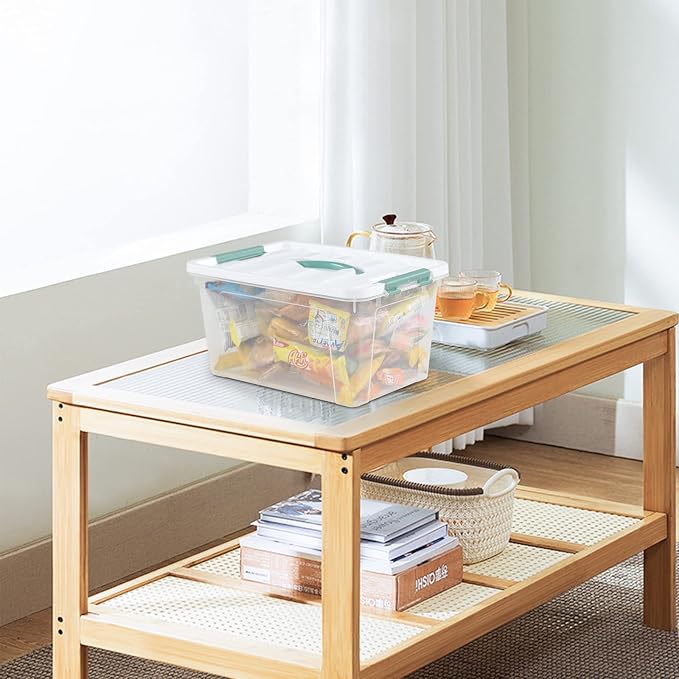 Gainhope 6 Packs 14 L Plastic Stackable Storage Box with Latching Lid | Clear Organizer Bins with Handle - Image 6